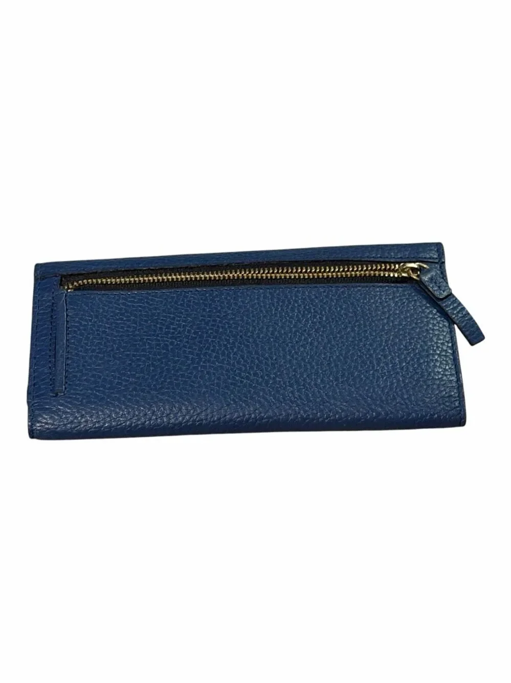 LODIS Kate Large Flap Blue Pebbled Leather RFID Wallet Continental Clutch